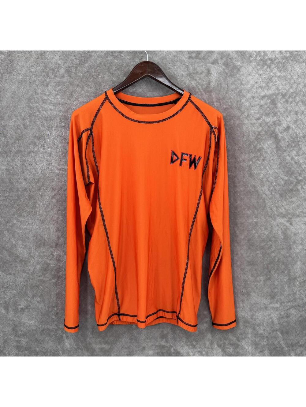 Dragoon Fightwear Shirt Mens XL Orange Long Sleeve DFW Logo Compression Athletic